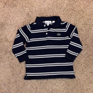 Lacoste Kids Polo Shirt in Navy and White Stripes